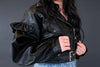 Ruffle Faux Leather Jacket