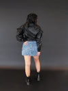 Ruffle Faux Leather Jacket